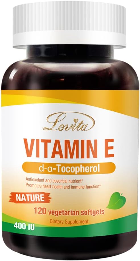 LovitaのビタミンE 400 IUのSoftgels、自然なビタミンE 268のmg (Dアルファトコフェロールとして)、健康な皮、毛のためのビーガンのビタミンE、釘及び免疫システム サポート、120の菜食主義者のSoftgels