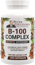 バランスの取れたビタミンBコンプレックス100mg 250カプセル、エネルギーおよび代謝サポート。 すべてのビタミンPeter Gillhamのライフエッセンシャルが含まれています。