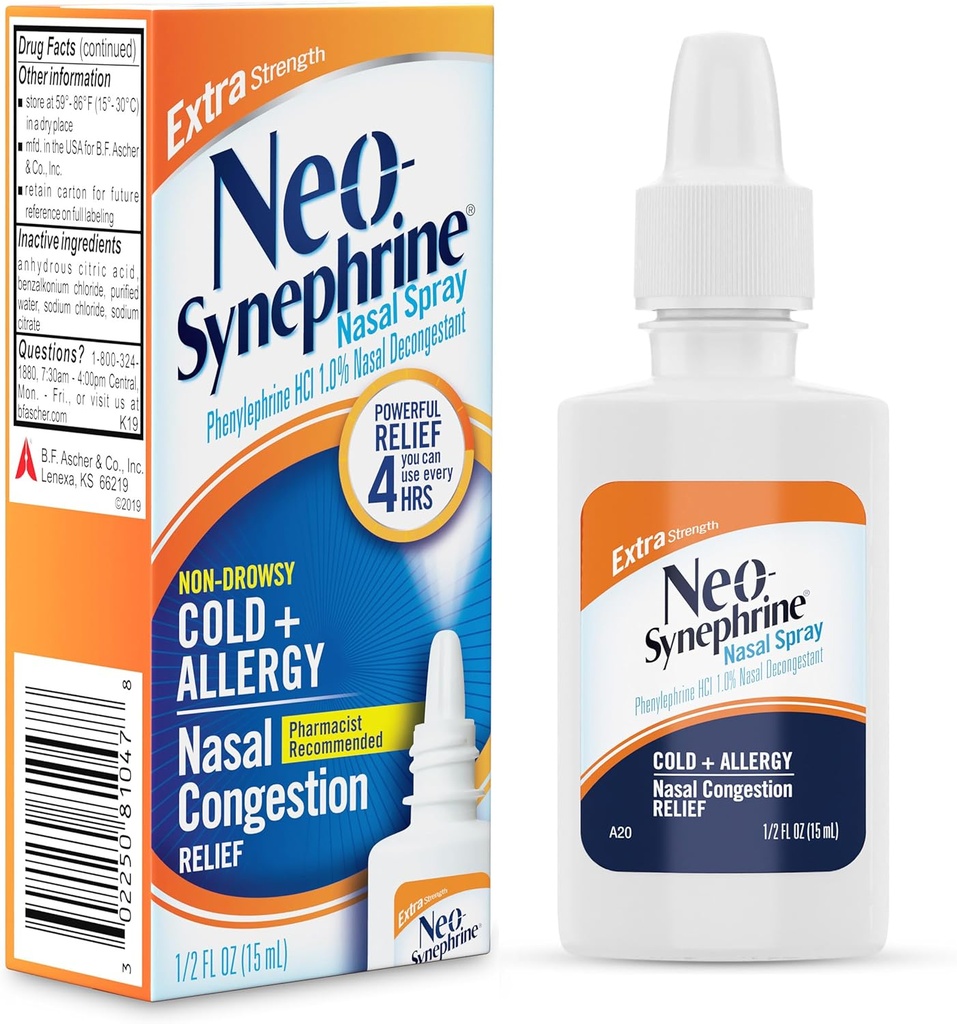 Neosynephrine、風邪のSinusの救助の余分強さのための鼻のスプレー、明確、0.5 Fl Oz