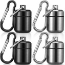 Hicarer 4のパックの耳栓の携帯用丸薬のホールダーの箱の防水金属の耳栓および宝石類のホールダー(黒、灰色)のための小さい丸薬の容器のキャリア