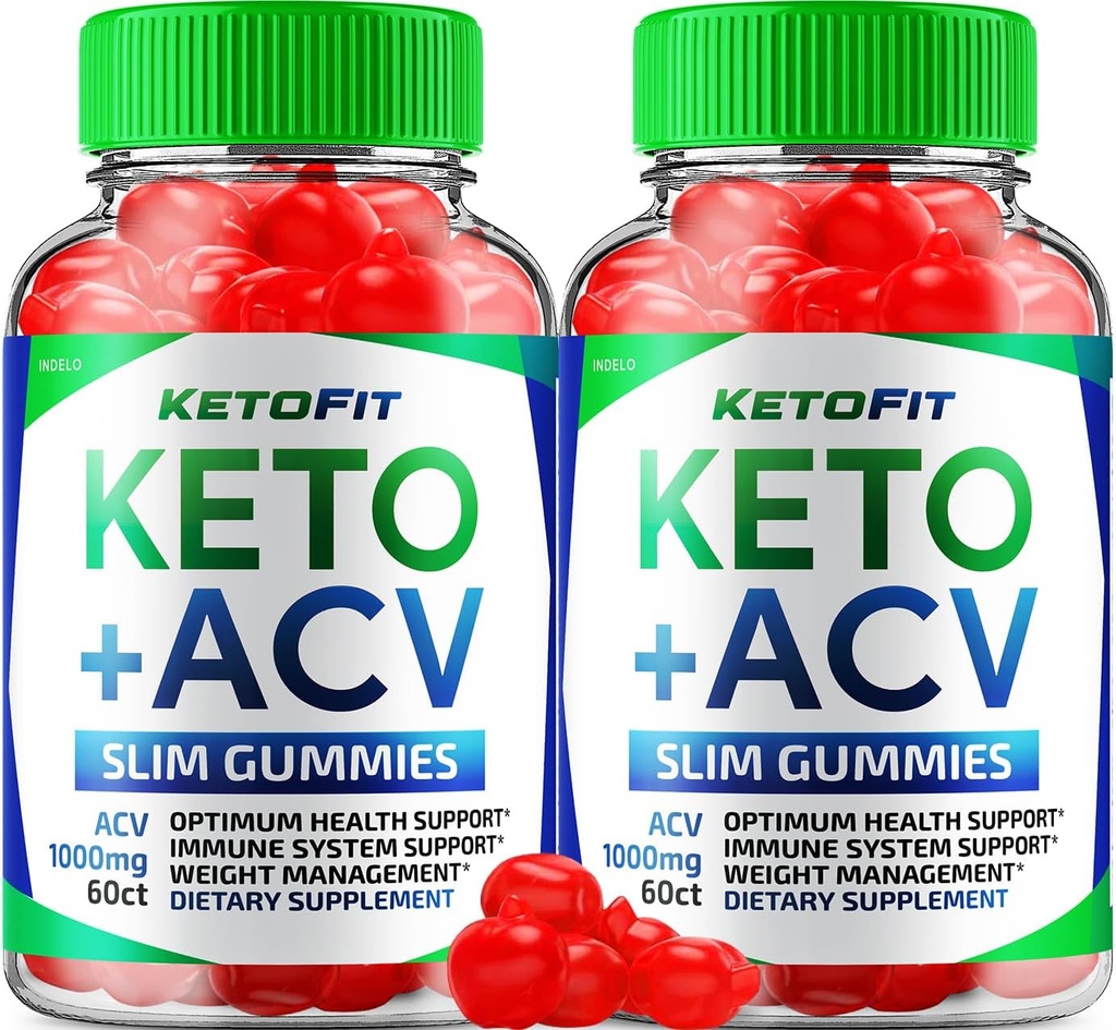 (2パック) Ketofit ACVグミーアドバンスト1000mg、KetoFit Keto + ACV重量管理グミーApple Cider Vinegar Keto Fit栄養補助食品KetofitグミーレビュービタミンB12 B6(120グミー)