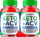 (2パック) Ketofit ACVグミーアドバンスト1000mg、KetoFit Keto + ACV重量管理グミーApple Cider Vinegar Keto Fit栄養補助食品KetofitグミーレビュービタミンB12 B6(120グミー)