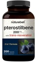 Pterostilbene 98% トランスレスベラトロール, 200 mg のサービングあたり, 200 カプセル | 自然にワイルドブルーベリーから供給 – 健康的な老化サポートのための抗酸化サプリメント – 非GMO
