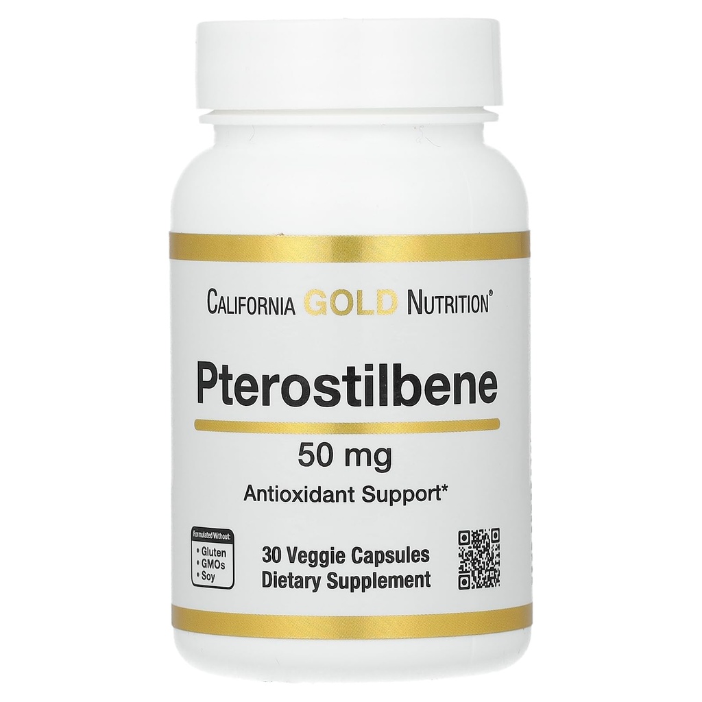 カリフォルニアの金の栄養のPterostilbene、50のmg、30の野菜のカプセル