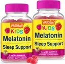 WellYeahキッズメラトニンガミー1mg(2パック) - 薬物のない睡眠補助食品、子供のための睡眠サポート - グルテンフリー、ゼラチン無料、非GMO、ベジタリアン - 天然由来の味 - 60グミ