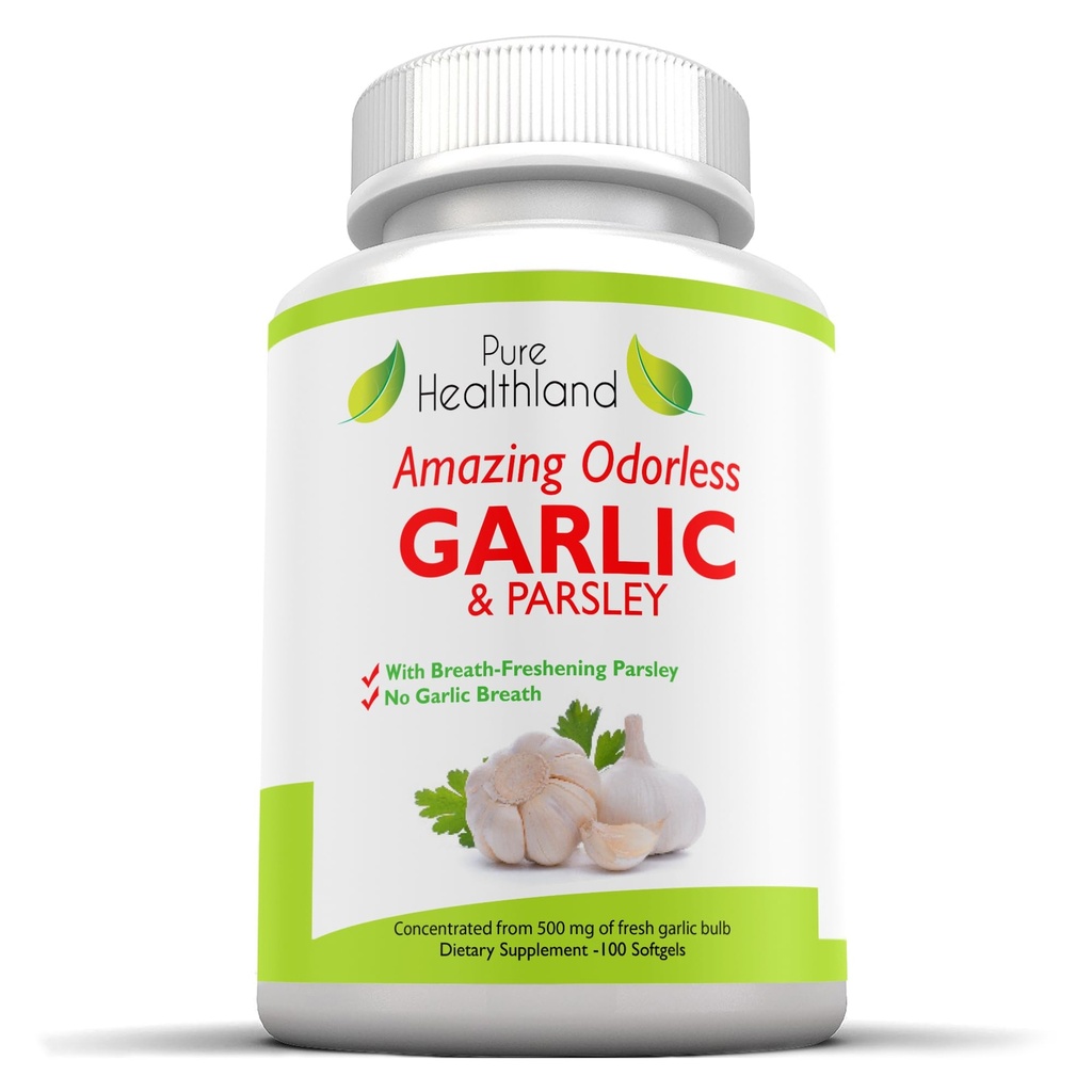 無臭のニンニク & パーズリー サプリメント Softgels – 新鮮なニンニクの球根から集中 – 男性と女性のためのアリウムサチナム