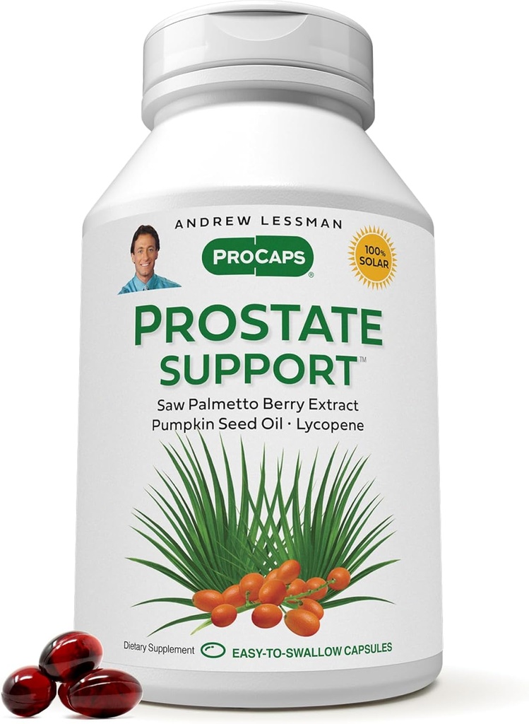 ANDREW LESSMAN Prostate Support Supplement for Men's Health, 30 Softgels, No Additives - Saw Palmetto for Men, Pumpkin Seed Oil, Lycopene, Omega-3 for Prostate Health, Urinary, Bladder Function
