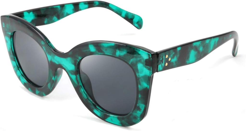 FEISEDYのレトロの特大の正方形の角のサングラスの半猫の目の蝶ガラス大きい厚い骨フレームB2572