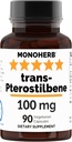 MONOHERB Trans-Pterostilbene 100mg/カプセル - 90ベジタリアンカプセル