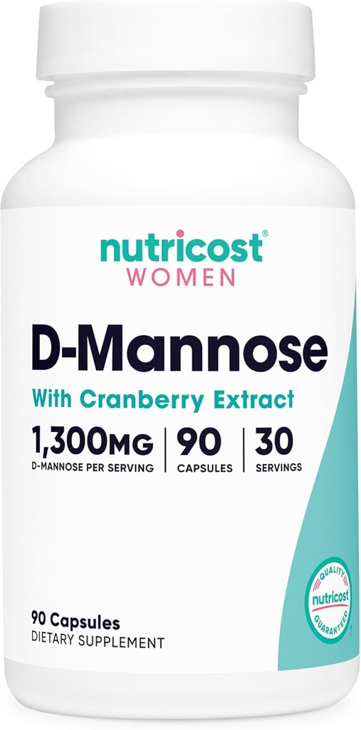 女性1300mg 90のカプセルのためのクランベリーのエキスが付いているNutricost D-Mannose