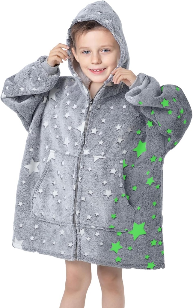 MeMoreCoolウェアラブルブランケットキッズブランケットパーカー、フード付きブランケットキッズComfyブランケットスウェットシャツ、フード付きトドルブランケット