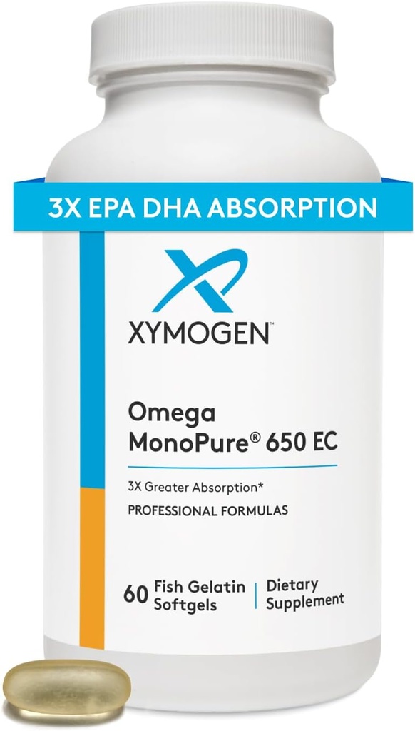 XYMOGENオメガモノピュア650 EC - Omega-3 女性&男性のための魚油サプリメント - EPA、DHA&DPA - 3Xグレーター吸収のより小さなSoftgels - 健康な心と認知をサポート(60 Softgels)