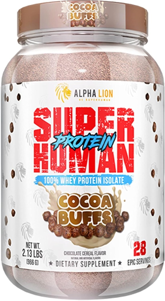 ALPHA LION Superhumanの乳清蛋白質の粉、大きいTastingの純粋な乳清蛋白質の隔離剤、低い炭水化物、低砂糖、Bloatのポストのワークアウト無し、筋肉回復及び成長(28のサービング、Cocoaの緩衝)