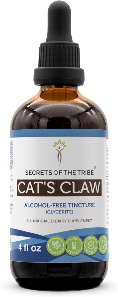 Tribe Cat's Claw Tinctureアルコールフリー液体エキス、ワイルドクラフト猫の爪(Uncaria Tomentosa)乾燥インナーバーク(FL OZ)の秘密