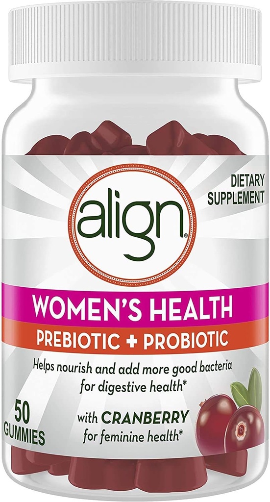 Alignの女性のプレバイオティックプロバイオティックサプリメントグミー、クランベリー50 Ct