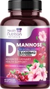 D-Mannoseサプリメント 1,350mg - クランベリー、ハイビスカス&タンポ - ファーストアクティビティ、女性と男性のための自然な尿路面電車と膀胱のサポート - フラッシュ&クレンジング不純物 - 非GMO、ビーガン - 60カプセル