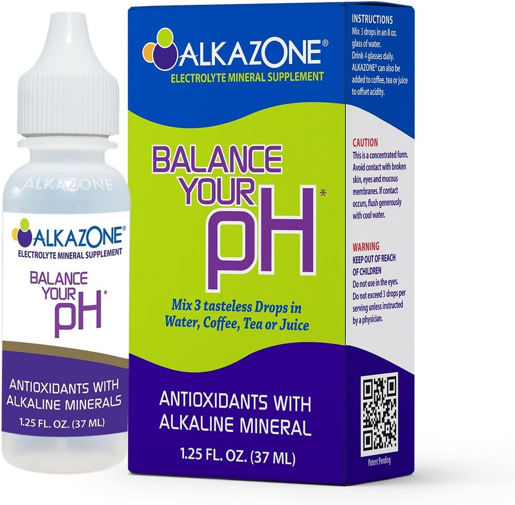 AlkazoneのバランスあなたのpH、酸化防止剤のアルカリの鉱物の低下、単一1.25 Ozのパック、ポータブル、収穫10ガロンのアルカリ、酸化防止水、不燃、pHのバランス、水和