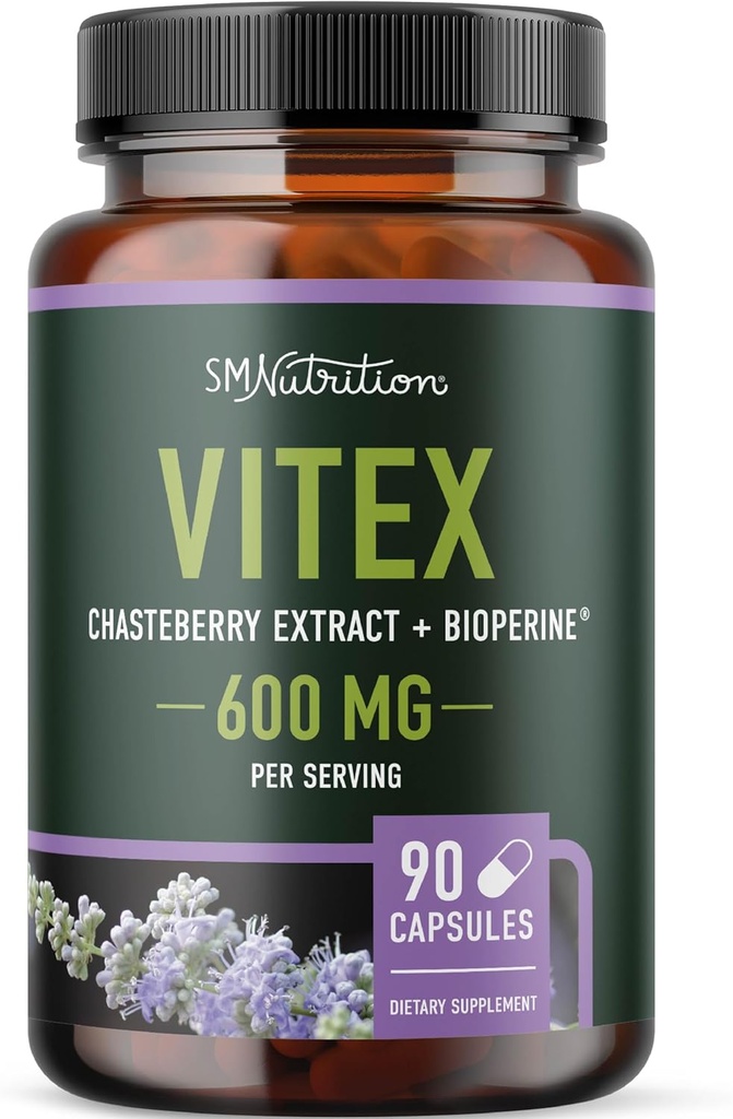 Vitex Chasteberry Supplement 600mg | Agnus Castus for Women's Hormone Balance, Menopause, Menstrual Regularity & Hormonal Acne* | Certified Gluten-Free, Vegetarian | 90 Capsules, 3-Month Supply