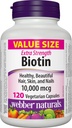 Webber NaturalsのBiotinの余分強さ10,000のmcg、120のカプセル