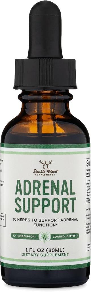 副腎支持の補足(液体の低下) - Adrenalの疲労(1か月の供給)のための10の有機性適応物質-ストレス救助のためのCortisolのマネージャー(Adrenal Healthのための10のApoptogenicハーブ)二重木