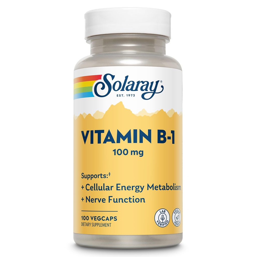 SOLARAYビタミンB-1 100mg | 健康エネルギー代謝・皮膚・脳・心臓・神経系支援 | 100ベジキャップ