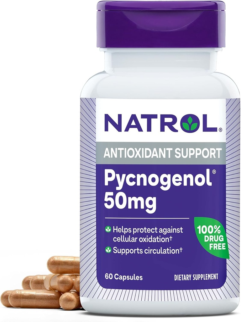 Natrol の Pycnogenol のカプセル、酸化防止保護、補足はセルラー酸化および年齢保護された損傷、ヨーロッパの海洋の正弦の樹皮のエキス、サポート 循環、50 の mg、60 の計算に対して保護します