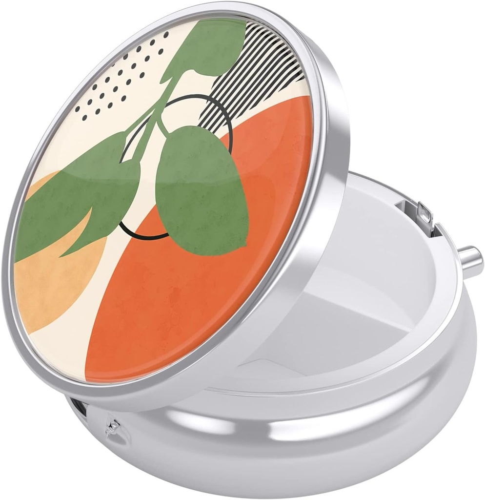 Nipichshaの丸薬箱、財布のための小さい丸薬箱及びポケット、かわいい旅行薬のオルガナイザー、ビタミン、薬、魚油及び補足、熱帯植物を握る携帯用薬の容器のホールダー