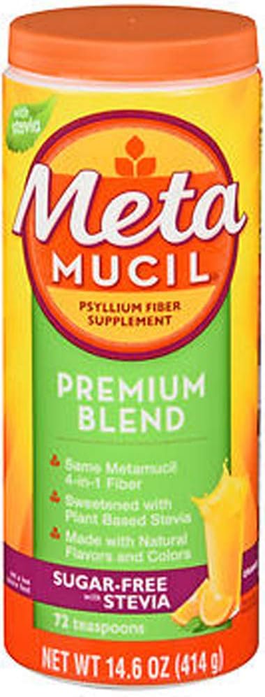 Metamucilの優れたブレンドのPsyllium繊維の粉の砂糖はSeviaのオレンジ- 14.6のozと放します