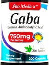 FITOのMEDICの実験室GABA、サービングごとの750のmg、200のカプセル、GABAの補足、超高吸収-アミノ酸- GABAの粉-酪酸s。