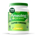 アメイジンググラスグリーンスーパーフードエナジー:スーパーグリーンパウダー&植物ベースのカフェイングリーンティー、ビートルートパウダー&フラックスシード、レモンライム、100サービング(5月パッケージ)