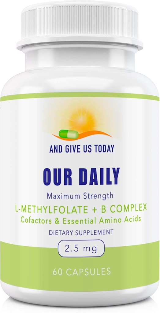 私たちの毎日のVites L-Methylfolate Bコンプレックスコファクタ&エッセンシャルアミノ酸(2.5mg) - 活性フレート、メチル化されたB12メチルコバラミン、B6およびグリシン - 60カウント