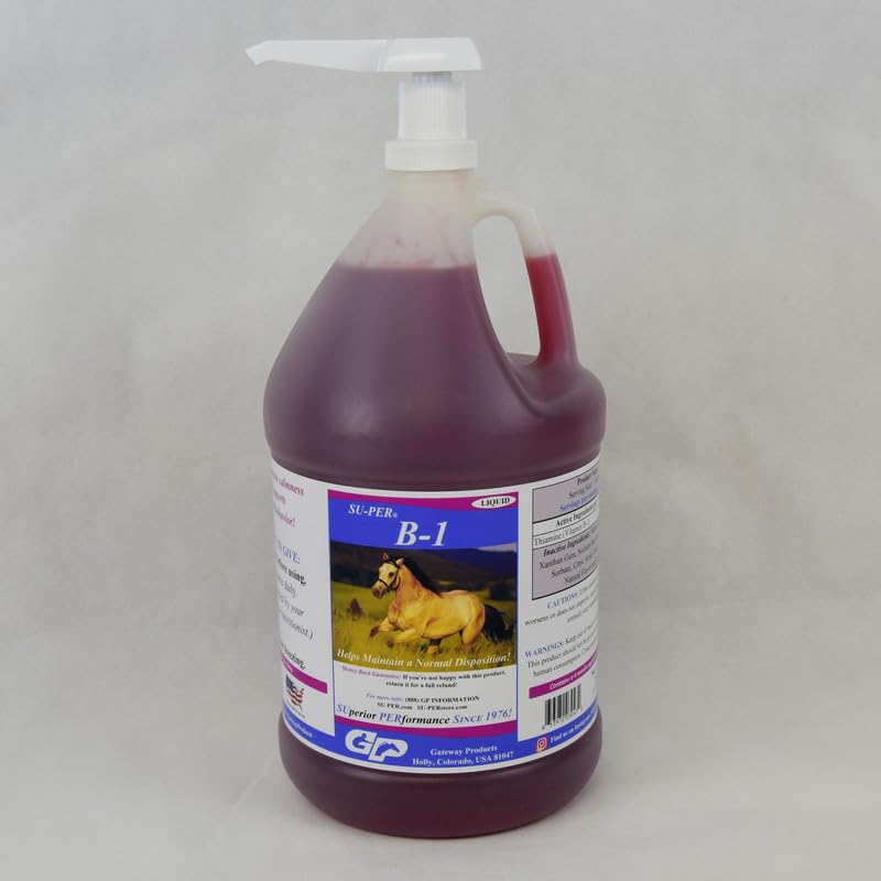 SU-PER B-1馬の Calming の補足-Equine のビタミン B-1 サポート馬の Calmer の液体-馬のための食欲のブースターの補足- 1ガロン +ポンプ、4 か月の供給