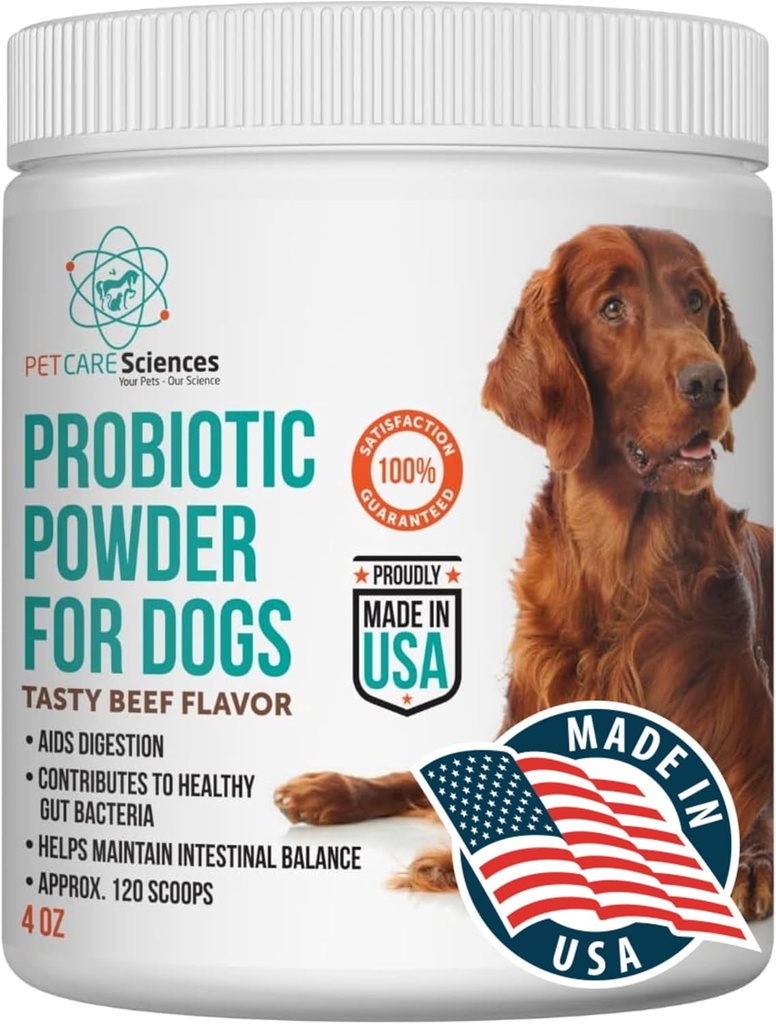 Approx 120 Servings of Dog Probiotic Powder - Probiotics and Digestive Enzymes Supplement and Dog Digestive Support - Made in The USA