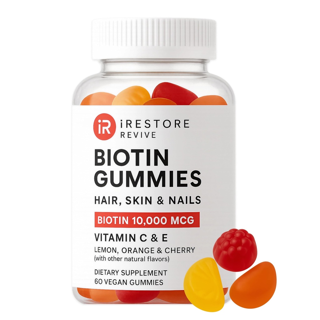 iRestoreの毛のGummyのビタミン、毛皮および釘のグミ、毛のグミ、毛の成長のBiotinのビタミンの毛のビタミンの毛のビタミンのグミ、女性及び人のためのBiotin 10000mcg