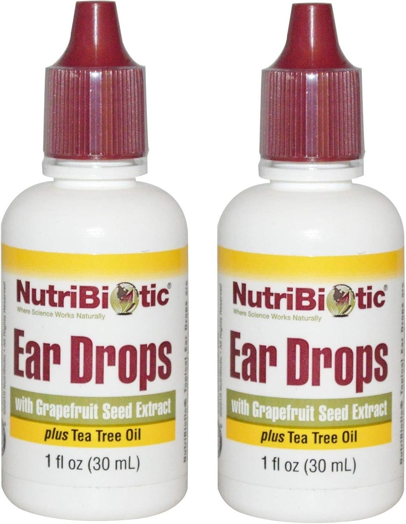 NutriBiotic 耳は、グレープフルーツの種子エキスとティーツリー オイルをドロップします。 (パッケージ 2), 1 Oz 各