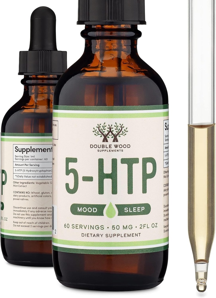 5HTPの液体の低下 - 5つのHTPのカプセル(60のサービングの50mg 99%+ 5-HTP)より吸収性および有効なより有効なSerotoninは気分、睡眠および二重木による弛緩のための補足します