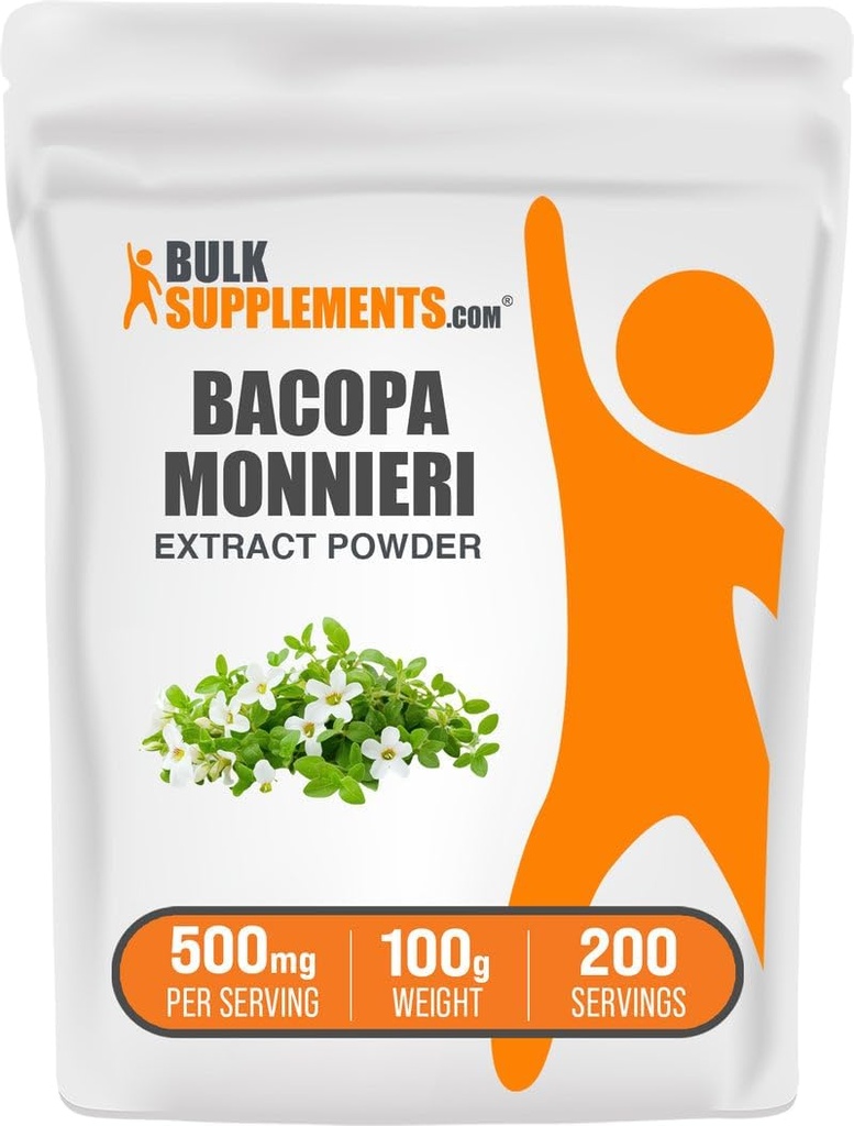 BulkSupplements.com Bacopaエキスパウダー - Bacopa Monnieriサプリメント、ハーブサプリメント - ビーガン&グルテンフリー、給餌ごとに500mg、100g(3.5オンス)(パッケージ1)