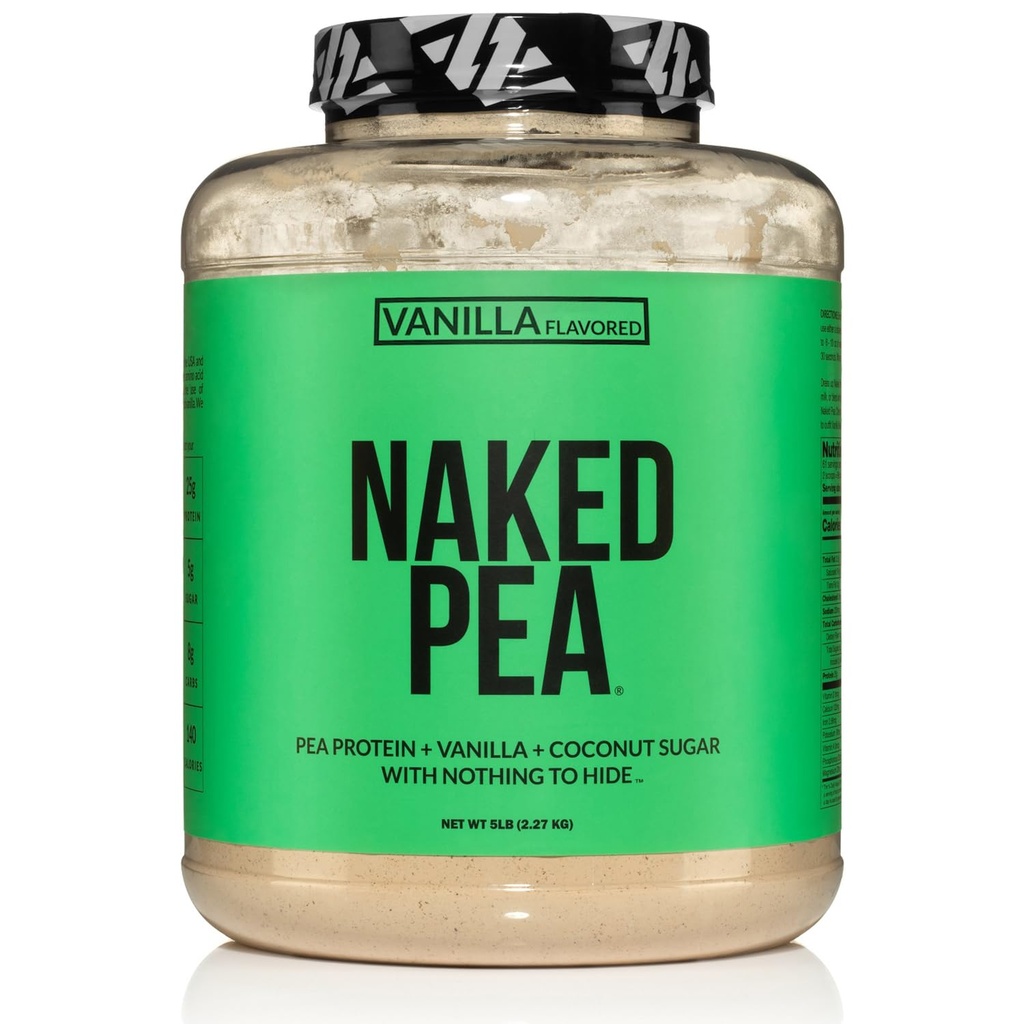 NAKED Pea - バニラピープロテイン - ピーアプロテインは、北米農場から隔離 - 5lbバルク、植物ベースの、ベジタリアン&ビーガンタンパク質。 消化しやすい、非GMO、グルテンフリー、乳液フリー、大豆フリー