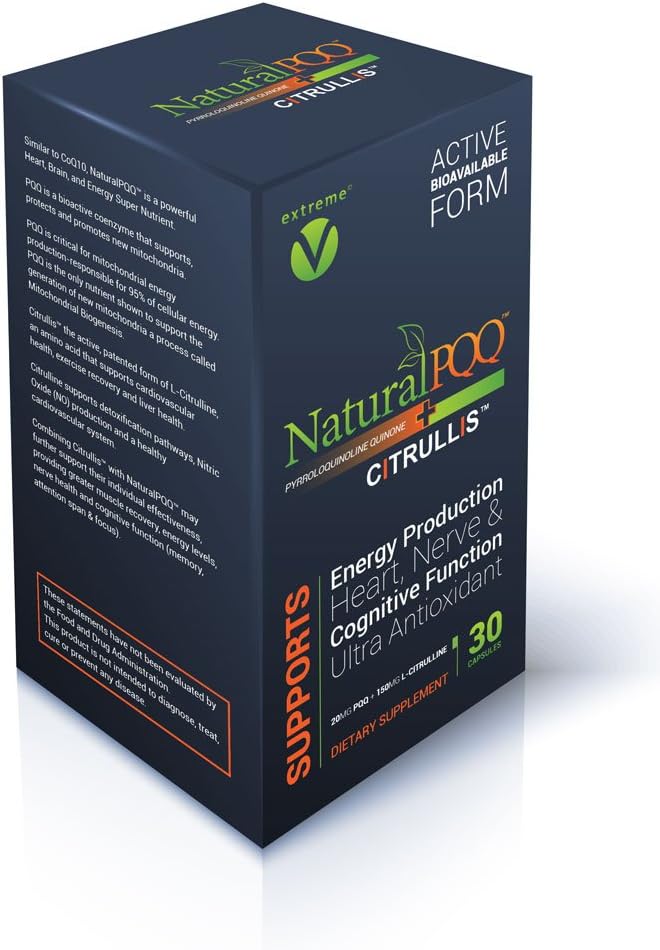 NaturalPQQ - Mitochondrialエネルギーニトリ酸化物ブースター - 拡張エネルギーのシトルリス。 20mg(ピロロキノリンキノン)