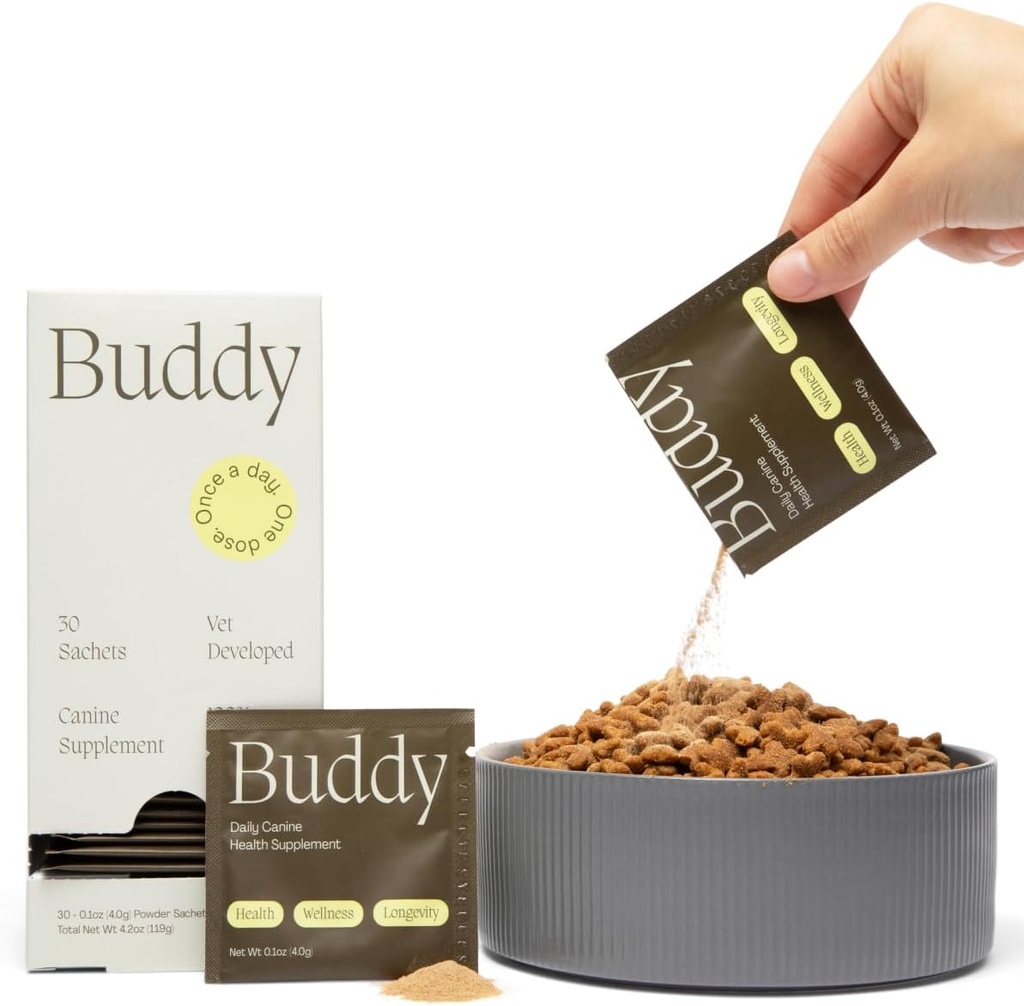 Buddy 10-in-1デイリードッグマルチビタミンサプリメント(Meal Topper) - 23アクティブ成分w /ノーフィラー - 10エッセンシャル利点 - ヒップ&ジョイント、皮膚&コート、消化