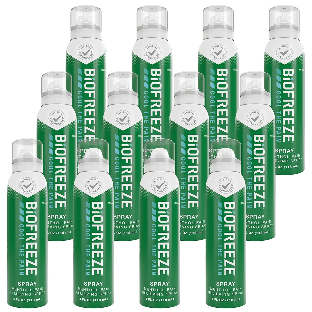 バイオフリーズメンソールの痛み緩和スプレー4 FL OZ 無色のエアロゾルスプレー(12のパック)は、痛みの軽減のために、痛みの軽減、関節炎、単純な背痛、関節の痛みを関連付けました(5月Varyを包装)
