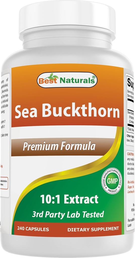 最もよいNaturals海のBuckthornオイルの粉のエキス10:1 500のmg 240のカプセル-非GMOのグルテンフリー-自然な占領のオメガ7のパルメトレ酸を含んでいます