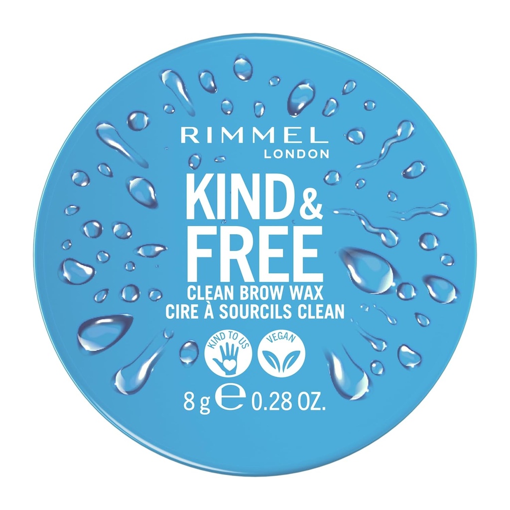 Rimmel London Kind & Free, Clear, Brow Wax, Easy to Apply, Long-Lasting Hold, No Flaking, No Residue, リフトバック, 0.28oz