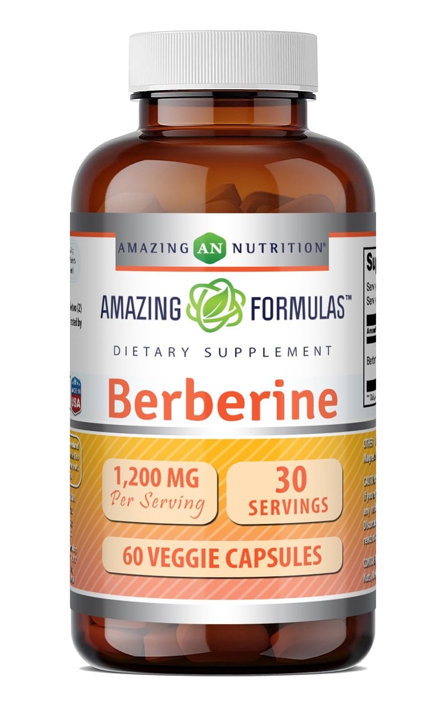 アメイジングフォーミュラ ベルベリン サプリメント | サービングあたりの1200 Mg | ベジギー カプセル | 非GMO | グルテンフリー | アメリカ製(60 カウント、1 パック)