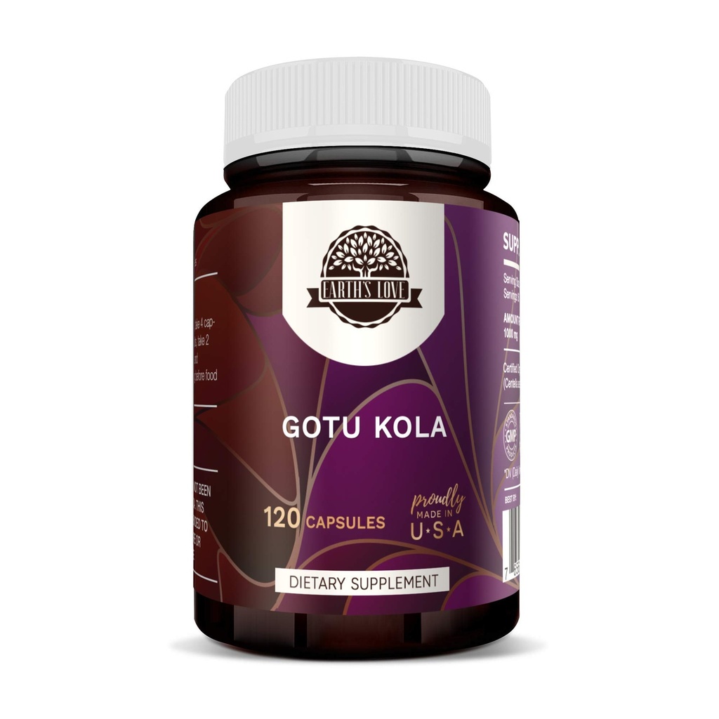 地球の愛 - Gotu Kola 120カプセル、500 mg、Gotu Kola(Centella Asiatica)乾燥ハーブ(120カプセル)