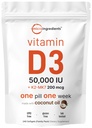 マイクロ成分 ビタミンD3 50,000 IU + K2 MK-7 200 mcg、240 Softgels | バージンココナッツオイル | 2-in-1骨、免疫&ハートサポート | 飲みやすい、非GMO