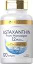 カルリールアスタキサンチン12mg | 120 Softgels | マイクロアルガエのサプリメント | ココナッツオイルで | 非GMO&グルテンフリー
