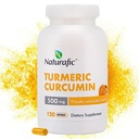 カプセル付きターメリッククルクミン - カプセルあたり500mg、120カウント - 強化吸収非GMO、グルテンフリーのためのブラックペッパーとサプリメント