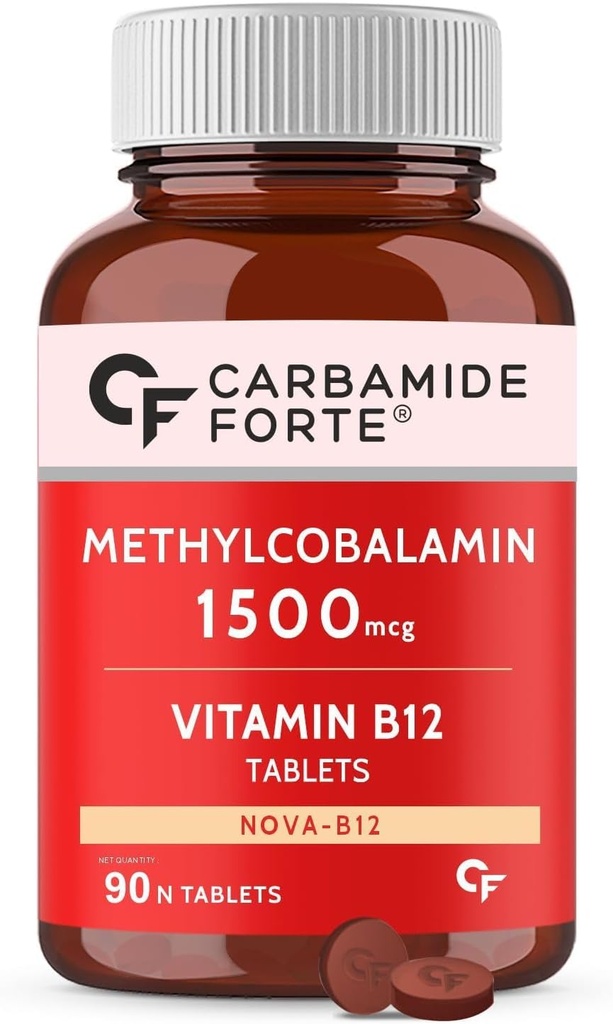 一般的な炭水化物 - ビタミンB12錠1500mcg - 男性と女性のためのメチルコバラミンB12サプリメントのアクティブフォーム - 90ベジータブレット