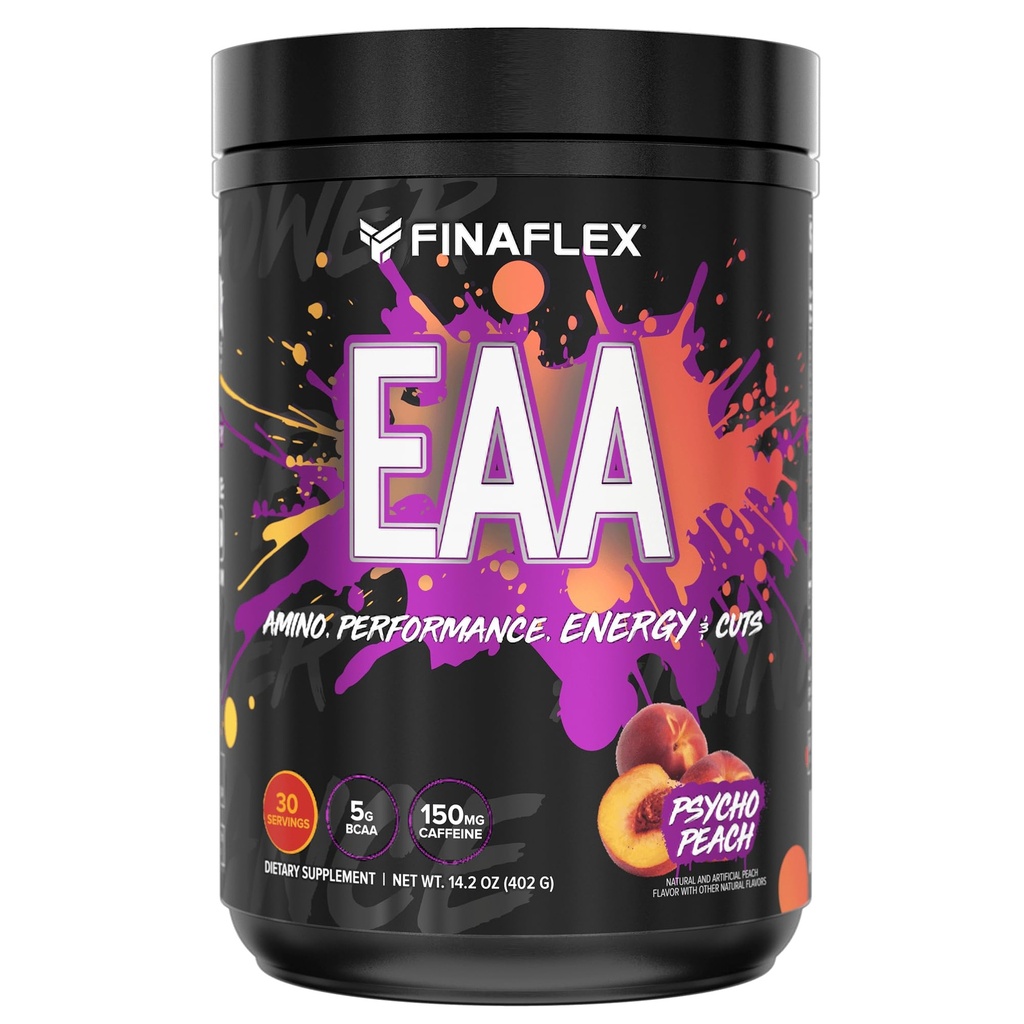 FINAFLEX EAA、Psycho Peach - 14.2 oz - パフォーマンス、エネルギーとカットを促進します - BCAA、L-グルタミン、L-アルギニン、アセチル-L-カルニチン&カフェイン - 30 サービング